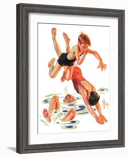 "Diving In,"June 8, 1935-Joseph Christian Leyendecker-Framed Giclee Print