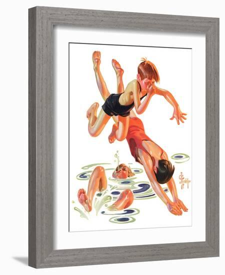 "Diving In,"June 8, 1935-Joseph Christian Leyendecker-Framed Giclee Print