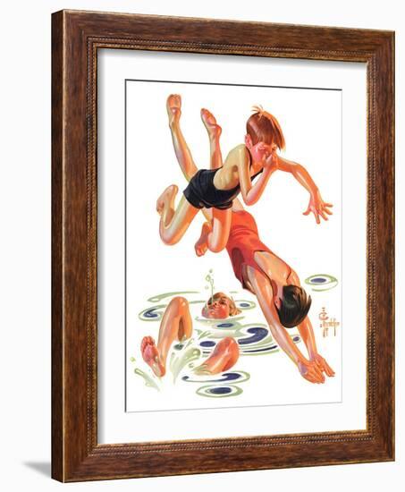 "Diving In,"June 8, 1935-Joseph Christian Leyendecker-Framed Giclee Print