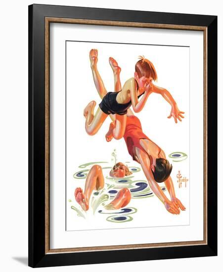 "Diving In,"June 8, 1935-Joseph Christian Leyendecker-Framed Giclee Print