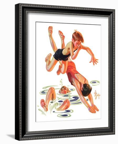 "Diving In,"June 8, 1935-Joseph Christian Leyendecker-Framed Giclee Print