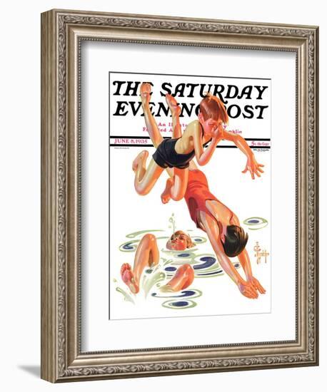 "Diving In," Saturday Evening Post Cover, June 8, 1935-Joseph Christian Leyendecker-Framed Giclee Print