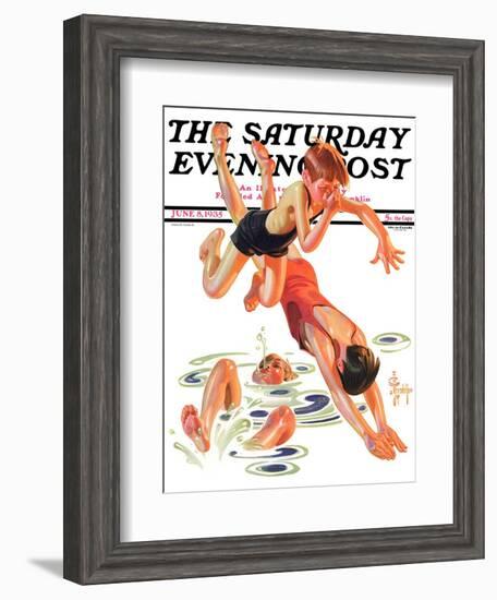 "Diving In," Saturday Evening Post Cover, June 8, 1935-Joseph Christian Leyendecker-Framed Giclee Print