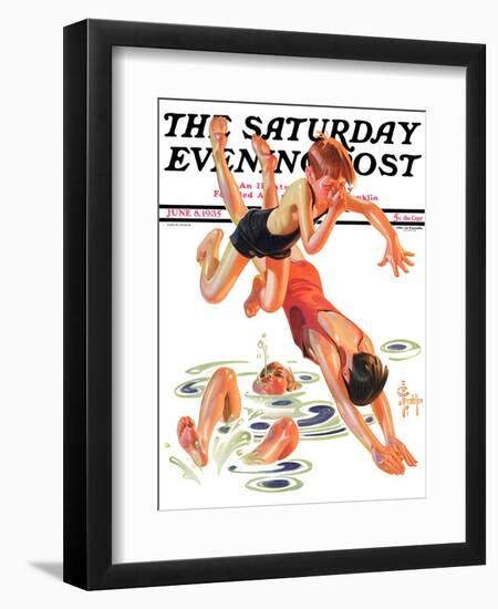 "Diving In," Saturday Evening Post Cover, June 8, 1935-Joseph Christian Leyendecker-Framed Giclee Print