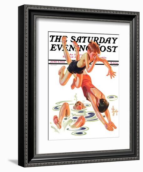 "Diving In," Saturday Evening Post Cover, June 8, 1935-Joseph Christian Leyendecker-Framed Giclee Print