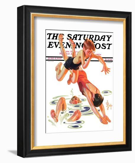 "Diving In," Saturday Evening Post Cover, June 8, 1935-Joseph Christian Leyendecker-Framed Giclee Print