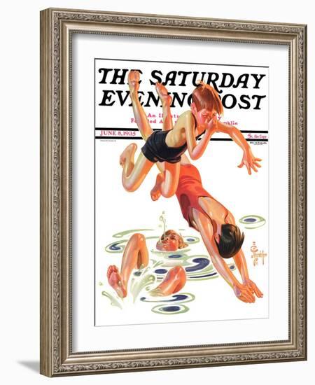 "Diving In," Saturday Evening Post Cover, June 8, 1935-Joseph Christian Leyendecker-Framed Giclee Print