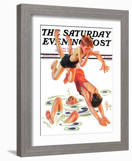 "Diving In," Saturday Evening Post Cover, June 8, 1935-Joseph Christian Leyendecker-Framed Giclee Print