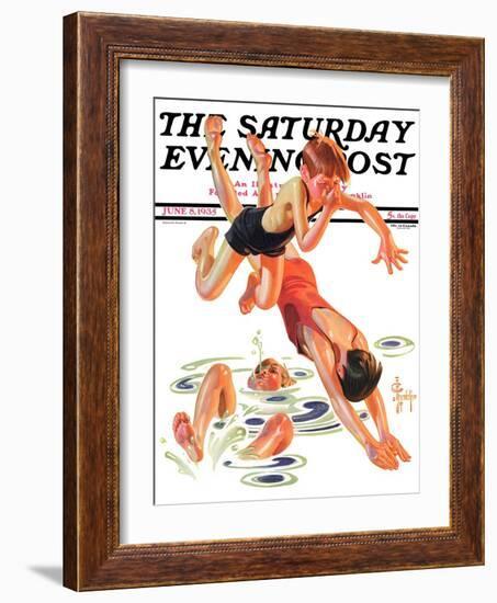 "Diving In," Saturday Evening Post Cover, June 8, 1935-Joseph Christian Leyendecker-Framed Giclee Print