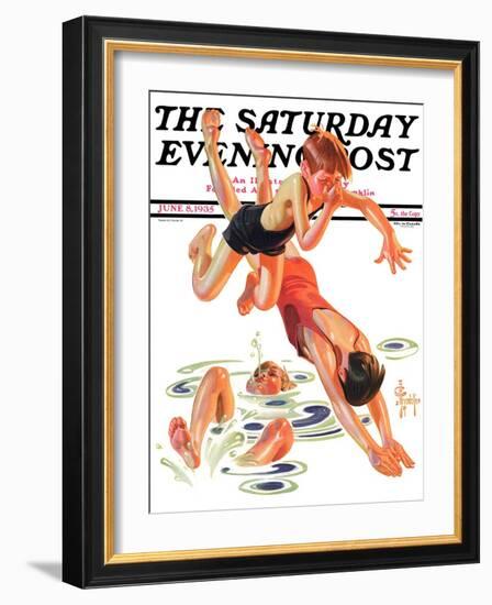 "Diving In," Saturday Evening Post Cover, June 8, 1935-Joseph Christian Leyendecker-Framed Giclee Print