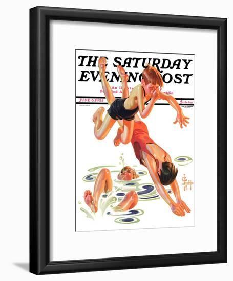 "Diving In," Saturday Evening Post Cover, June 8, 1935-Joseph Christian Leyendecker-Framed Giclee Print