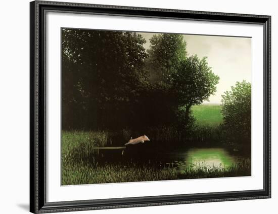 Diving Pig-Michael Sowa-Framed Art Print