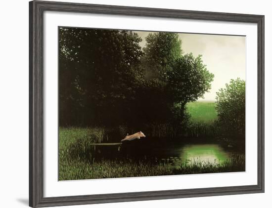 Diving Pig-Michael Sowa-Framed Art Print