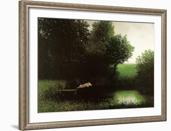 Diving Pig-Michael Sowa-Framed Art Print