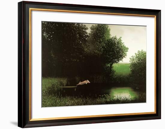 Diving Pig-Michael Sowa-Framed Art Print