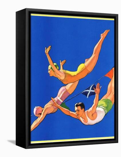 "Diving Women and Man,"August 1, 1932-John Newton Howitt-Framed Premier Image Canvas