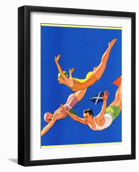 "Diving Women and Man,"August 1, 1932-John Newton Howitt-Framed Giclee Print