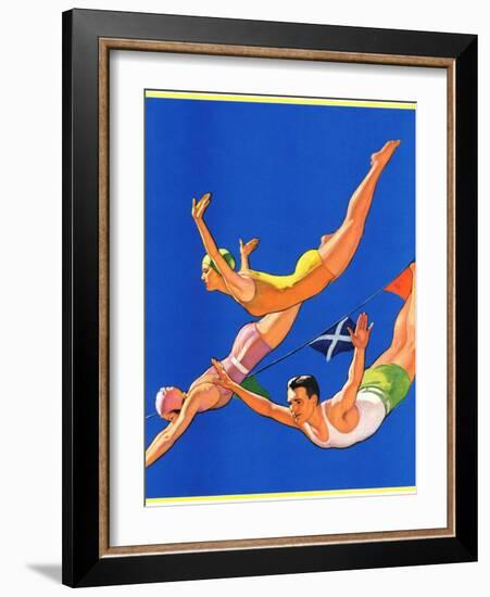 "Diving Women and Man,"August 1, 1932-John Newton Howitt-Framed Giclee Print