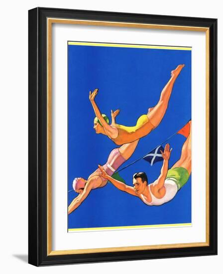 "Diving Women and Man,"August 1, 1932-John Newton Howitt-Framed Giclee Print
