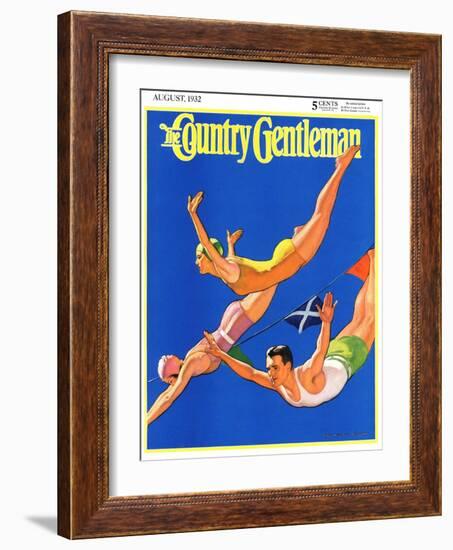 "Diving Women and Man," Country Gentleman Cover, August 1, 1932-John Newton Howitt-Framed Giclee Print