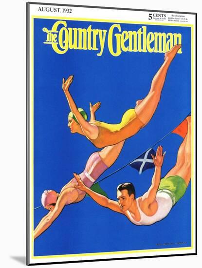 "Diving Women and Man," Country Gentleman Cover, August 1, 1932-John Newton Howitt-Mounted Giclee Print