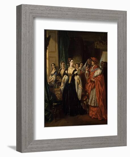 Divorce of Henry Viii and Catherine of Aragon before Cardinal of Wolsey Ca. 1530-Eugene Deveria-Framed Premium Giclee Print