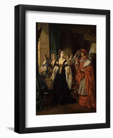 Divorce of Henry Viii and Catherine of Aragon before Cardinal of Wolsey Ca. 1530-Eugene Deveria-Framed Premium Giclee Print