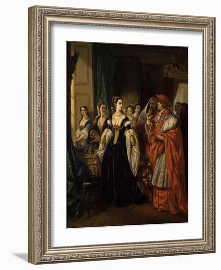 Divorce of Henry Viii and Catherine of Aragon before Cardinal of Wolsey Ca. 1530-Eugene Deveria-Framed Art Print