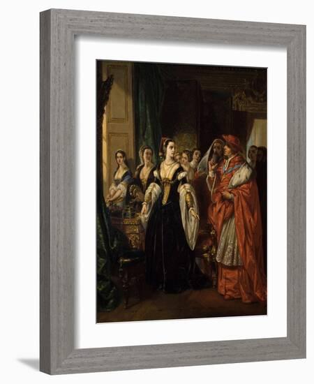 Divorce of Henry Viii and Catherine of Aragon before Cardinal of Wolsey Ca. 1530-Eugene Deveria-Framed Art Print