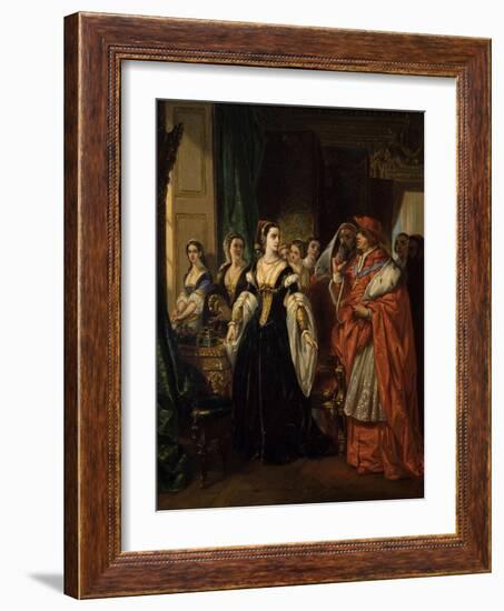 Divorce of Henry Viii and Catherine of Aragon before Cardinal of Wolsey Ca. 1530-Eugene Deveria-Framed Art Print