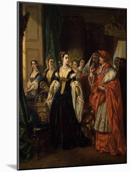 Divorce of Henry Viii and Catherine of Aragon before Cardinal of Wolsey Ca. 1530-Eugene Deveria-Mounted Art Print