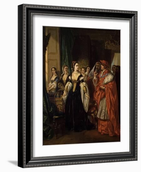 Divorce of Henry Viii and Catherine of Aragon before Cardinal of Wolsey Ca. 1530-Eugene Deveria-Framed Art Print