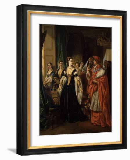 Divorce of Henry Viii and Catherine of Aragon before Cardinal of Wolsey Ca. 1530-Eugene Deveria-Framed Art Print