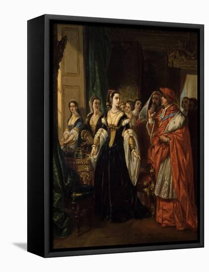 Divorce of Henry Viii and Catherine of Aragon before Cardinal of Wolsey Ca. 1530-Eugene Deveria-Framed Stretched Canvas