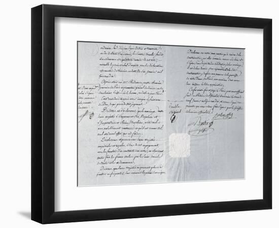 Divorce Statement of Emperor Napoleon Bonaparte and Empress Josephine 9th January 1810-null-Framed Giclee Print