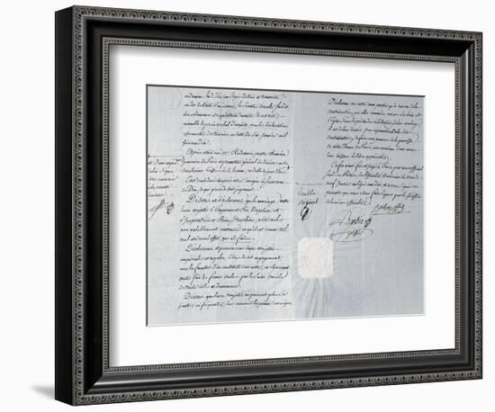 Divorce Statement of Emperor Napoleon Bonaparte and Empress Josephine 9th January 1810-null-Framed Giclee Print