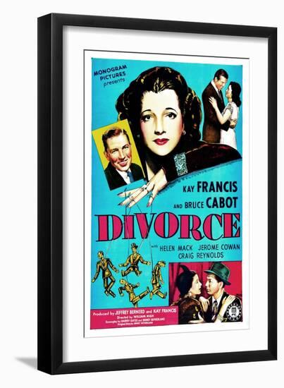 Divorce, US poster, Bruce Cabot, Kay Francis, 1945-null-Framed Art Print