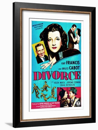 Divorce, US poster, Bruce Cabot, Kay Francis, 1945-null-Framed Art Print