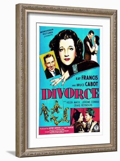 Divorce, US poster, Bruce Cabot, Kay Francis, 1945-null-Framed Premium Giclee Print