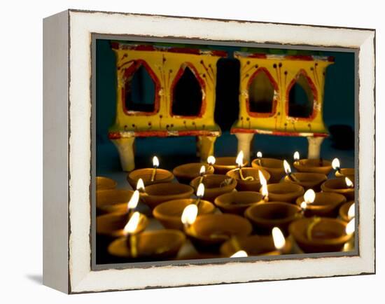 Diwali Deepak Lights (Oil and Cotton Wick Candles) and Shrine Decorations, India, Asia-Annie Owen-Framed Premier Image Canvas