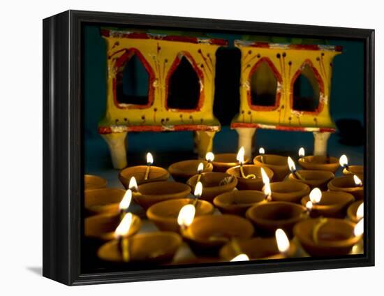 Diwali Deepak Lights (Oil and Cotton Wick Candles) and Shrine Decorations, India, Asia-Annie Owen-Framed Premier Image Canvas