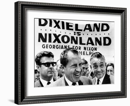 'Dixieland Is Nixonland', Reads a Big Sign Behind Republican Presidential Candidate, Richard Nixon-null-Framed Photo