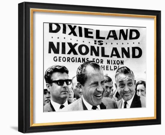 'Dixieland Is Nixonland', Reads a Big Sign Behind Republican Presidential Candidate, Richard Nixon-null-Framed Photo