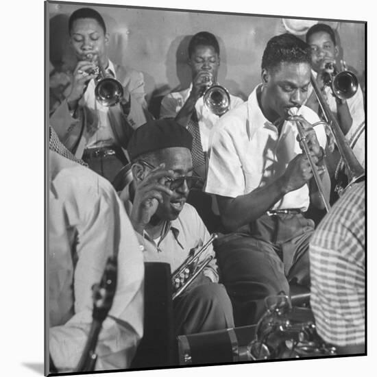 Dizzy Gillespie, "Bebop" King, with His Orchestra at a Jam Session-Allan Grant-Mounted Premium Photographic Print