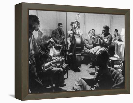 Dizzy Gillespie, Behob King, Practicing with His Orchestra Before Their Performance-Allan Grant-Framed Premier Image Canvas