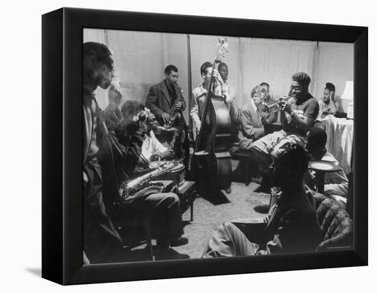 Dizzy Gillespie, Behob King, Practicing with His Orchestra Before Their Performance-Allan Grant-Framed Premier Image Canvas