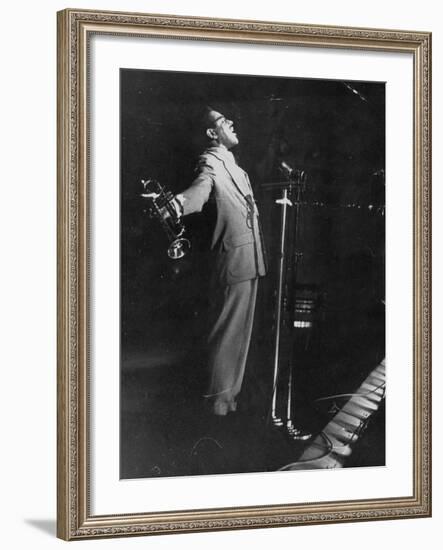 Dizzy Gillespie Singing in Nightclub-null-Framed Premium Photographic Print