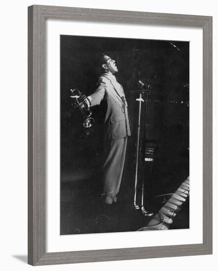 Dizzy Gillespie Singing in Nightclub-null-Framed Premium Photographic Print