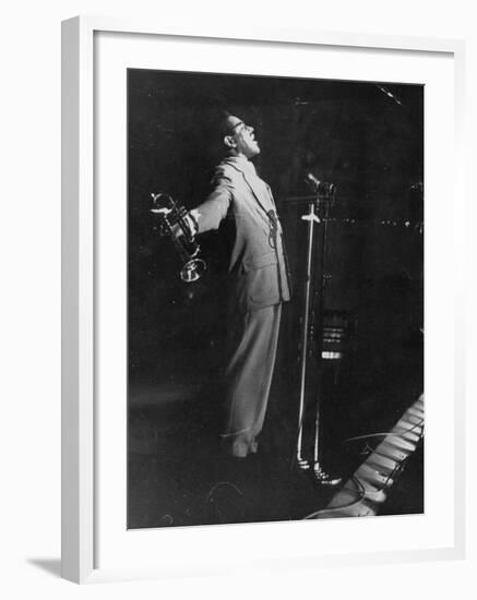 Dizzy Gillespie Singing in Nightclub-null-Framed Premium Photographic Print