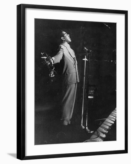 Dizzy Gillespie Singing in Nightclub-null-Framed Premium Photographic Print